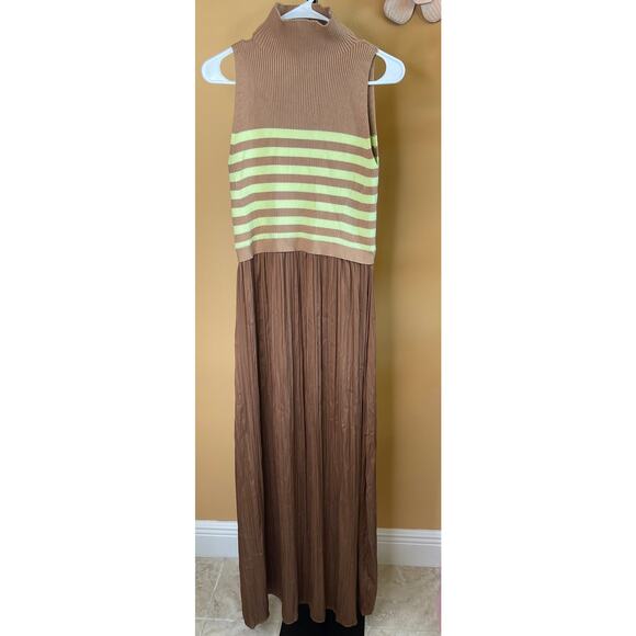 Anthropologie Brown and Yellow Striped Maxi Dress - Picture 3 of 8